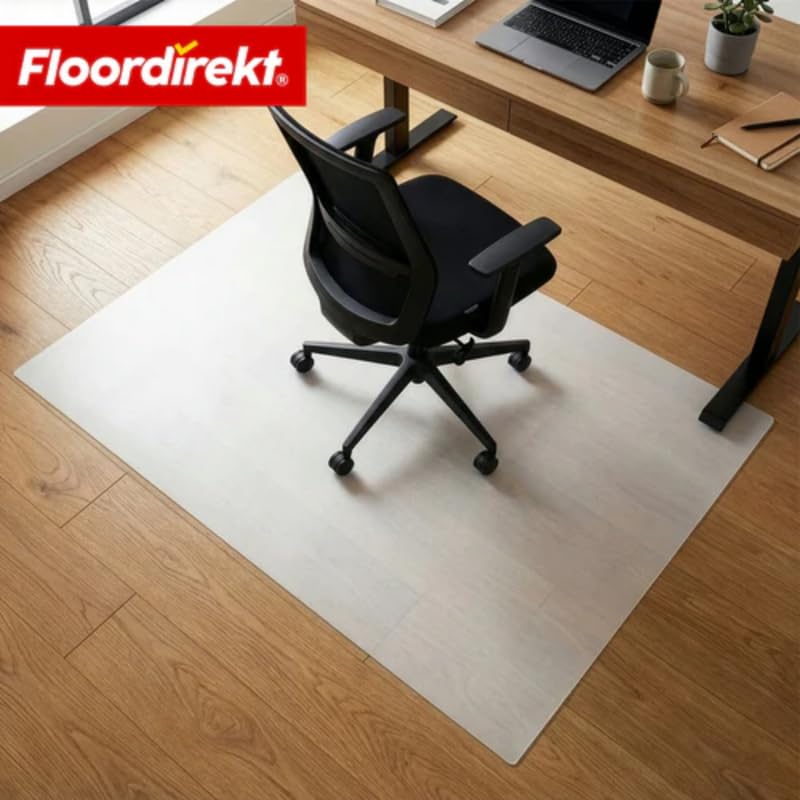 Floordirekt Bodenschutzmatte Neo Milky Semi-transparent – Milchweiße Bürostuhlunterlage aus Polypropylen (PP) – Für Hartböden wie Parkett & Laminat – Größe: 85x330 cm