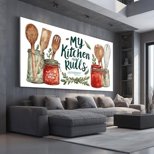 Tableau decoration murale aquarelle de legumes style pastoral 50x100cm pour cuisine et salon
