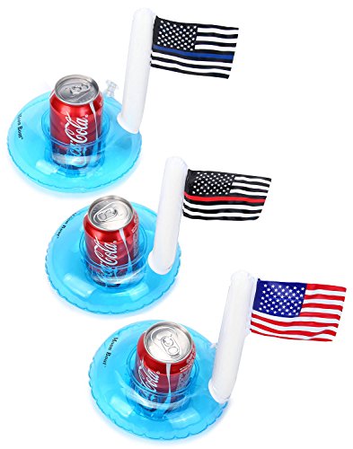 Moon Boat Inflatable Patriotic Pool Drink Holders - Fourth of July Party Supplies - American Flag Cupholder