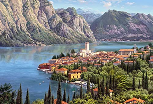 Wizardi 5D DIY Sea Town 100x68cm diamond painting paysage