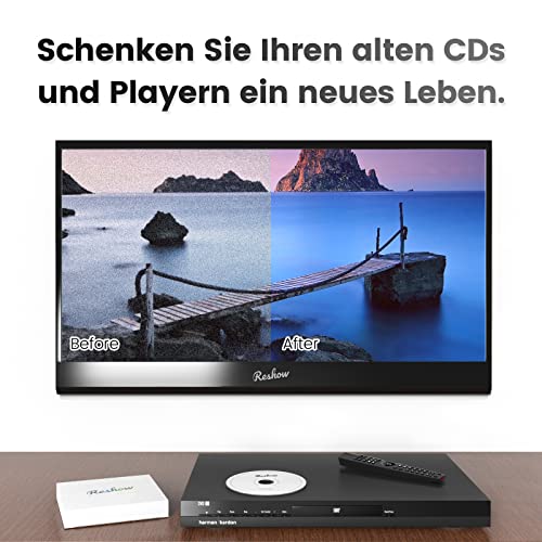 Reshow Laser-Linsen-Disc-Reinigungsset Für CD & DVD-Player, Schonende Reinigung Ohne Kratzer Auf Der Optik - Inklusive Mikrofaser-Tuch, Reinigungs-Disc Und Reinigungslösung