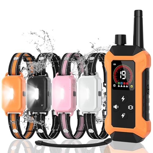 Shock Collar for Dogs 4 Pack (5–150Lbs), 4400FT Waterproof 4 Dog Training Collar with Remote Control 5 Training Modes Rechargeable Electric Dog Collar with Light, E Collars for Small Medium Large Dogs