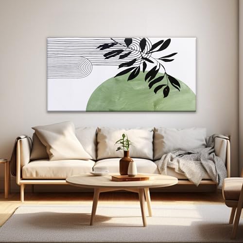 Image of TAIJXAGSG Canvas Art Wall Decor Boho Green Wall Art For Living Room Modern Century Canvas Prints Paintings Pictures Botanical Bohemain Wall Art For Hotel Home Wall Artwork 24x48 Inch