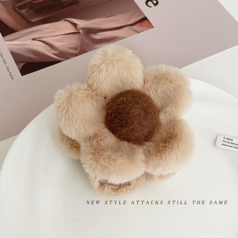 Pinza para cabello con diseño de flor beige miniatura 4