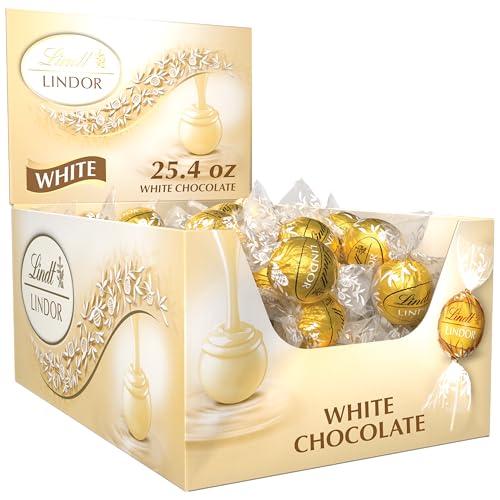 Lindt LINDOR White Chocolate Candy Truffles, 25.4 oz., 60 Count Box