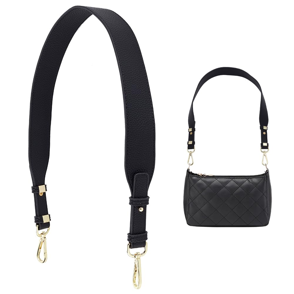 WADORN Purse Strap Replacement, 31Inch PU Leather Handbag Strap Wide Bag Shoulder Strap with Alloy Gold Buckles for Underarm Bag Satchel Bag Tote