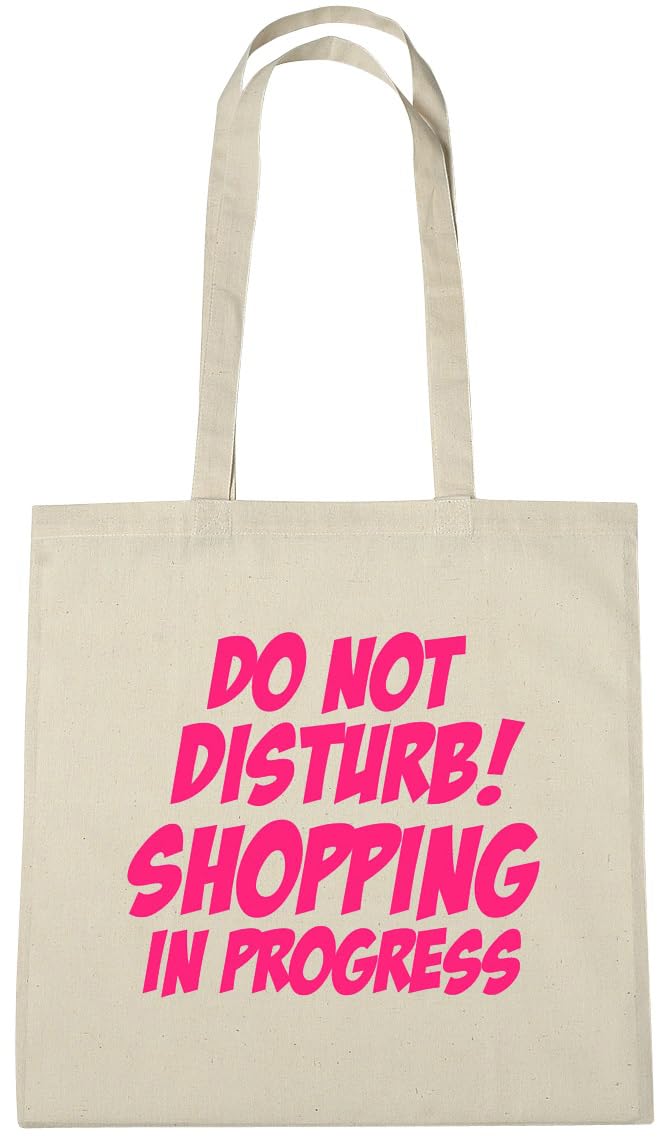 lolmugs Do Not Disturb Shopping In Progress 100% Cotton 38x42cm Tote Bag, Funny Secret Santa Gifts for Women Her Work Stocking Fillers for Wife Friends (Natural Tote (Pink))