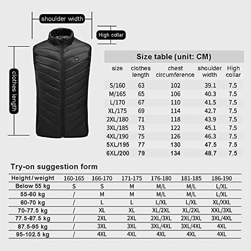 Bseical Beheizte Weste USB, Beheizbare Jacke Herren Damen, Heizweste Winter Weste Elektrische Warme mit 3 Temperaturstufen, Wärmejacke Leicht für Outdoor Motorrad Angeln Skifahren (XL)