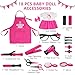 Kids Barber Shop Pretend Play Set, Pink Hair Stylist Accessories with Apron, Dress and Tools, 15 Pieces