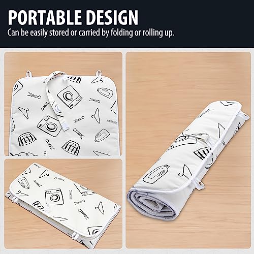 Image of Seiritex Ironing Mat, Portable Ironing Pad 39.4 x 18.9 inch Table Top Iron Board 5 in 1 Travel Ironing Blanket for Washer, Dryer, Counter top, White