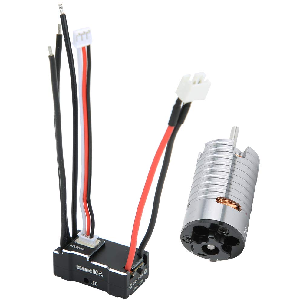Dilwe 1410 Bezszczotkowy Silnik ESC Zestaw Metalowa część RC 18A Bezczujnikowy ESC 2-biegunowy 3-gniazdowy Silnik CNC Aluminiowe Rozpraszanie Ciepła dla Samochodów 1 24 1 28 32 RC Mini Z (Kolor