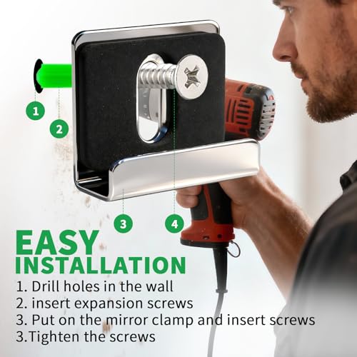 Image of Metal Mirror Holder Clips-12Pack Mirror Hanging Kit,Steel Heavy Duty Frameless Picture Mounting Hardware and Screw,Frameless Glass Anchors Hardware for Wall Hanging Photo Frames Tiles and Billboard