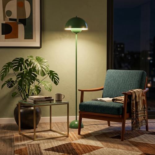 Image of Mid-Century Modern Metal Bud Floor Lamp for Home and Office, Hunter Green
