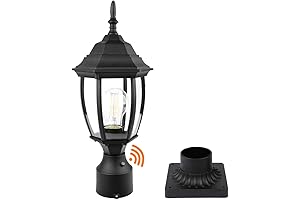 Dusk-to-Dawn Outdoor, Post Light: Aluminum Pole Light With Pier Base & Clear Glass