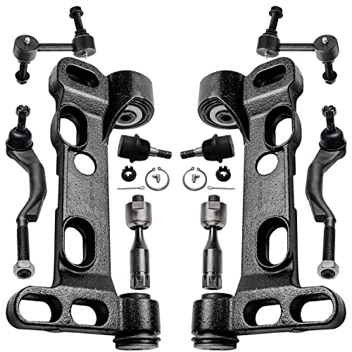 Image of Detroit Axle Front Lower Control Arm Brackets + Lower Ball Joints + Sway Bars + Inner & Outer Tie Rods Replacement for Trailblazer EXT Envoy XL Oldsmobile Bravada - 10pc Set