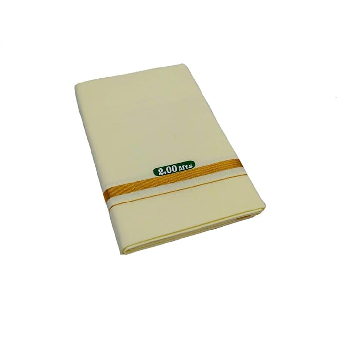 Cotton Cool Cotton Men's Cotton Dhoti With Zari Border (Cream)