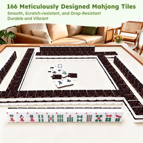 VETEB American Mahjong Tile Set Mystical Library Stacked Vintage Books Lit Purple Candles 166 Acrylic Mahjong Tiles 1.4" Large Mahjong Game Set with Bag and Accessories for Gift Travel Party - Image 7
