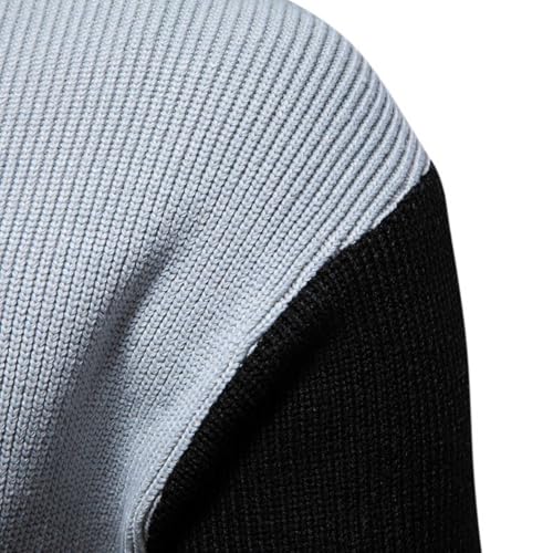 Mens Mock Neck Long Sleeve Basic Pullover Sweater Patchwork Color Block Printed Pullover Y2K Sweaters Fall Winter2