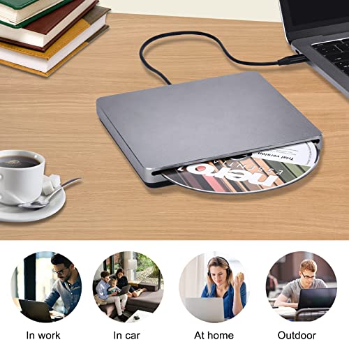 Nolyth External Cd Dvd Drive Usb 3.0 Type-C Slot-In Cd/Dvd Burner Slim Dvd Player For Laptop Disk Drive Cd Reader Optical Drive Cd Rom External Drive For Laptop Mac Pc Windows Macbook Apple Desktop #TOP5