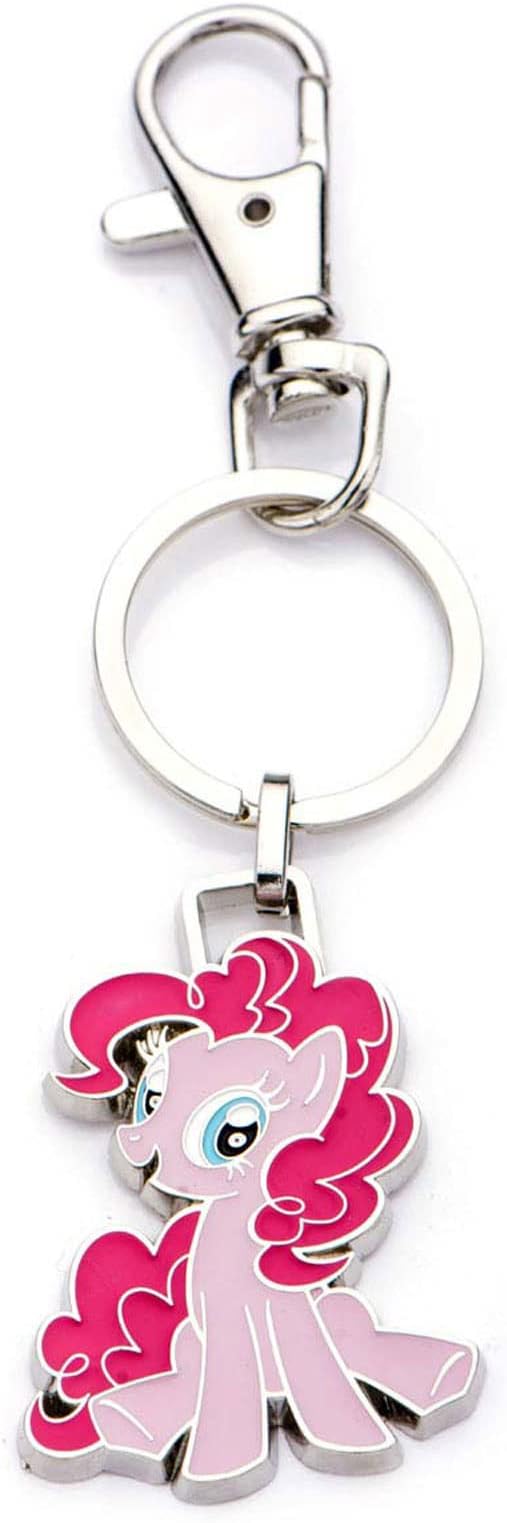 Jewelry Girls My Little Pony Base Metal with Enamel Pinkie Pie with Stainless Steel Key Chain, Available in Silver/Pink color, One Size Key Chain.,MLPPPKC01