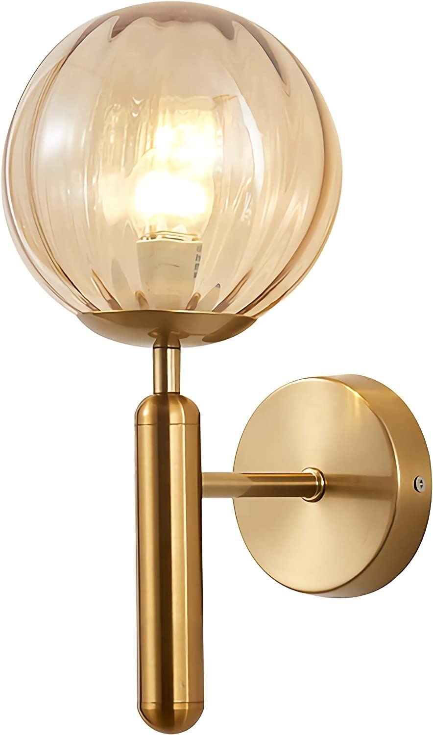 LED Wall Lamp Modern Wall Light with 6 Inch Glass Shade Sconces E27 Base Wall Lantern for Bedroom Living Room Restaurants Porch Doorway Hallway (Color : Gold 4)