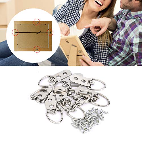 Image of 50 Sets Picture Hangers Kit with Screws, D Ring Picture Hangers Picture Frames Double Holes Clasp Picture Hanging Hardware Picture Hooks Picture Hang Solutions for Clock, Paintings (A)