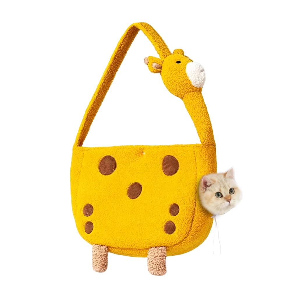 Cute Pets Carrier Bag, Washable Escape Proof Cat Shoulder Tote with Hard Bottom for Dog Outdoor Travel
