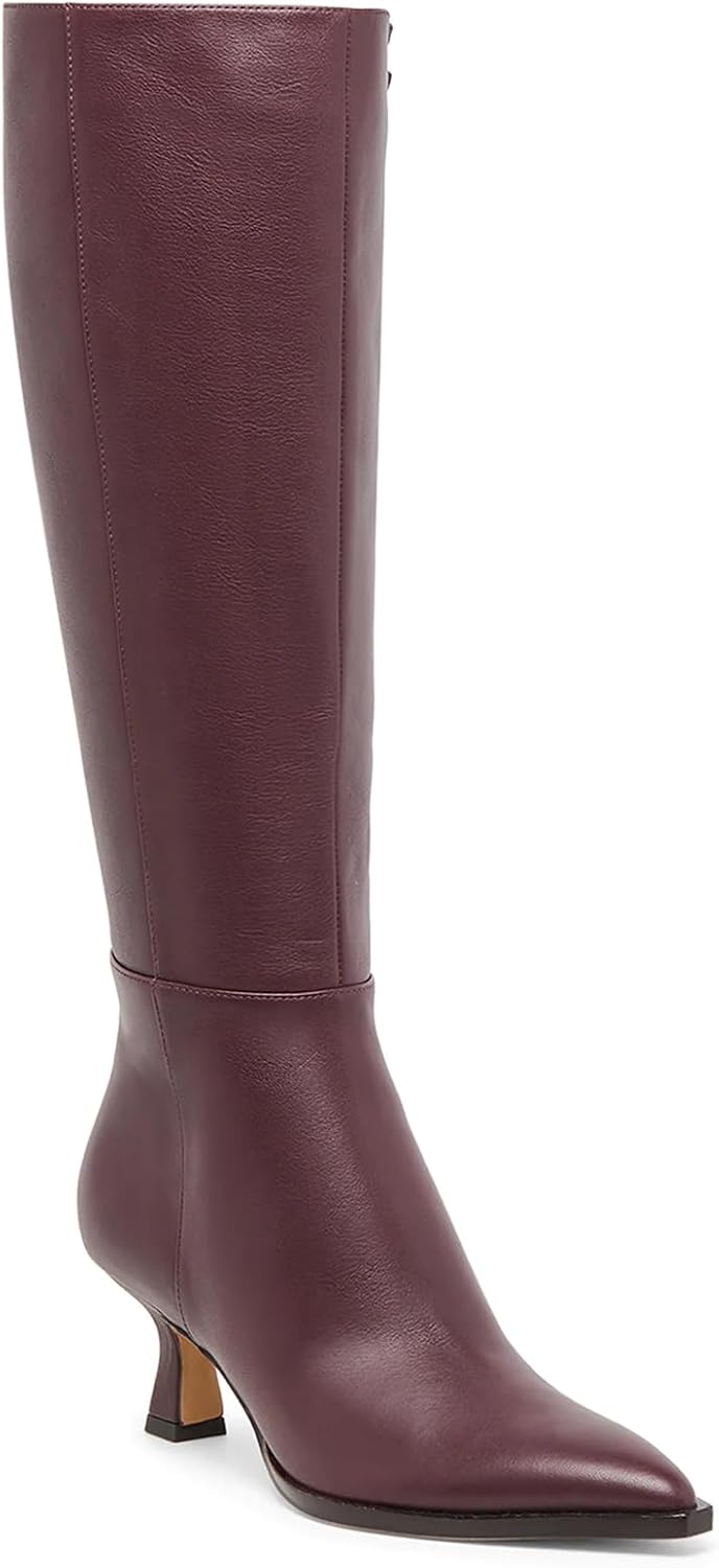 VOMIRA Knee High Boots for Women Black Boots Pointy Toe Kitten Heels Wide Calf Boots 3 In High Heels Long Boots Stiletto Boots Dress Tall Boots