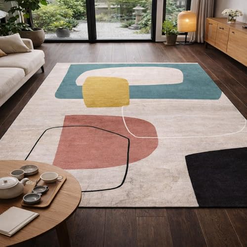 Tapis de sol decoration chambre adulte moderne multicolore abstrait