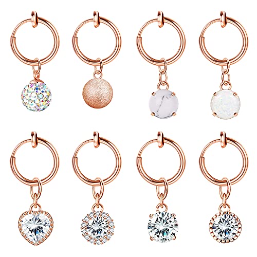 Magitaco 8Pcs Clip on Belly Button Rings Fake Belly Button Rings Fake Belly Rings Non Piercing Navel Ring Fake Belly Piercing Jewelry