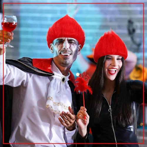 Image of Geyoga 1 Pcs Funny Wig Crazy Hair for Halloween Party,Red