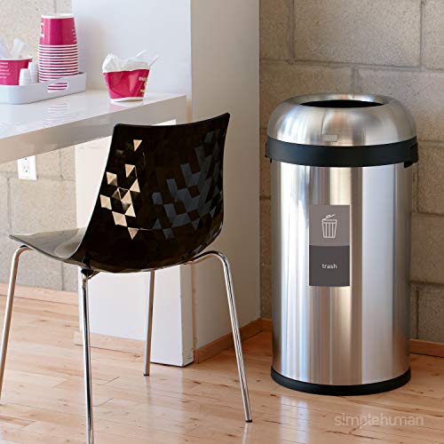 Image of simplehuman 60 Liter / 16 Gallon Bullet Open Top Trash Can, Commercial Grade Heavy Gauge Dark Bronze Stainless Steel