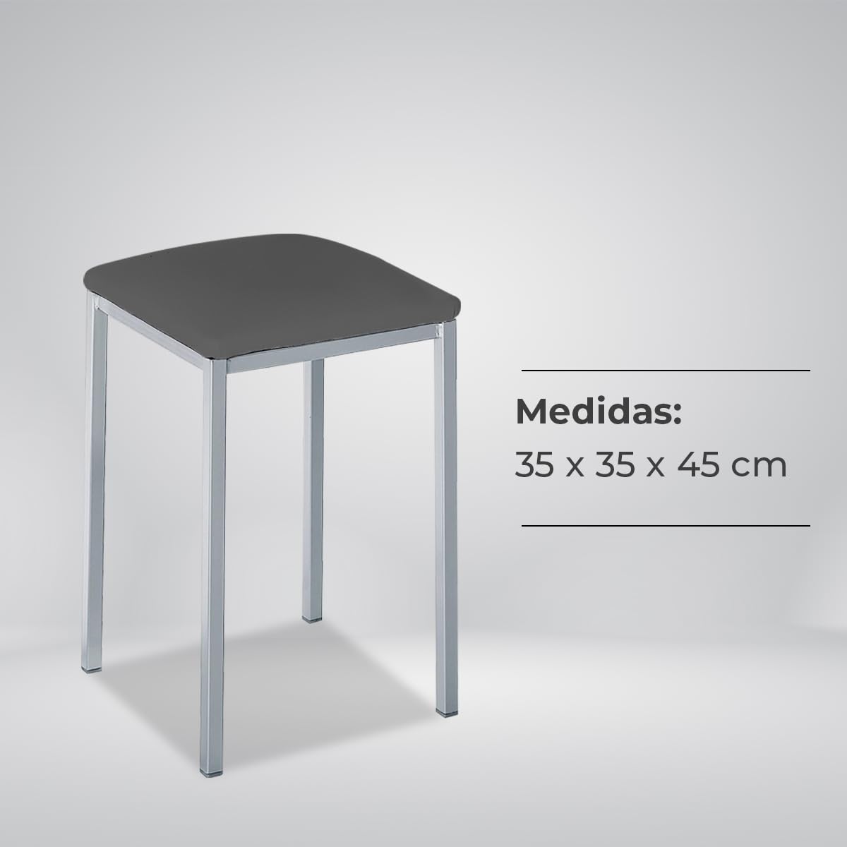 ASTIMESA - Sgabelli da cucina imbottiti - Struttura solida e solida - Struttura in alluminio e seduta in ecopelle - Colore della seduta: Grafite. Contenuto della confezione: 2 pezzi. Dimensioni: 35 x