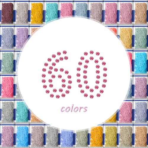 ZORETCO 30000 Pcs 60 Colors Diamond Art Painting Beads 5D Diamond Painting Accessories Round Diamond Painting Drills Diamonds Flat Bottom Rhinestones for Bead Art Gem Art Craft