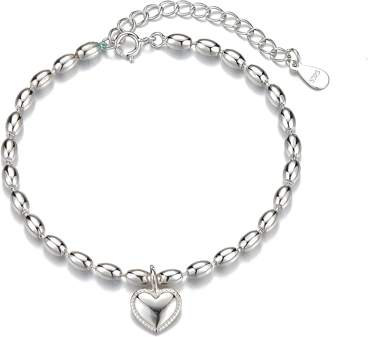 Fariora925S Bracelet for Womens, 925 Sliver Friendship Bracelets for Women, Adjustable Olive Beads Bracelet for Her