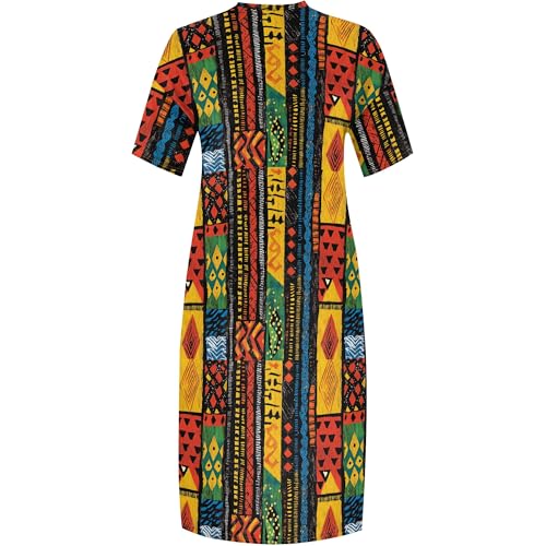 Image of SUZONANA Plus Size Dresses for Curvy Women African Print American Dress Summer Outfits Casual Loose with Pocket