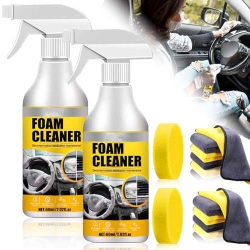 FYANER Limpiador de espuma multiusos, limpiador de espuma para automóvil, limpiador de espuma multiusos, limpiador de espuma multiusos, spray de limpieza de espuma multiusos para el hogar (2 piezas)