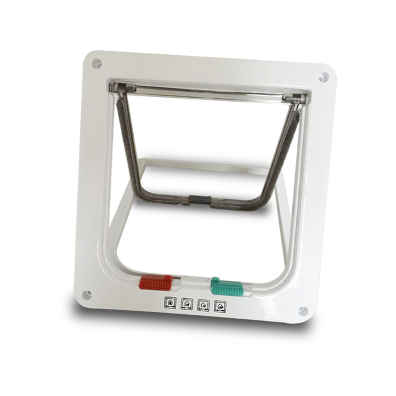 GRIRIW Magnetic Lock Pet Door Flap 4-Way Locking Modes for Cats Dogs 15lb Capacity Fits 1.25''-1.75'' Doors Quiet Brush Strip