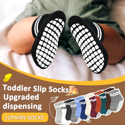 Tphon Toddler Socks, Baby Non Slip Socks for Boys Girls 12 Pairs Kids Infants Children Sock 6M-10Years4