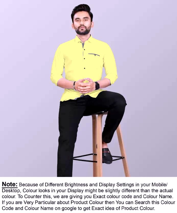Image of CB-COLEBROOK Men's Regular Fit Solid Soft Touch Cotton Casual Shirt with Pocket Design with Spread Collar & Full Sleeves (Available in Plus Size)