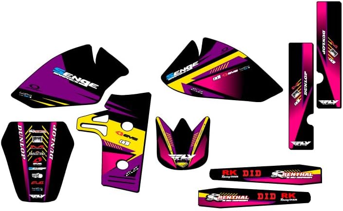 1985-2004 KX 60 Surge Black Senge Graphics Complete Kit with Rider I.D. Compatible with Kawasaki