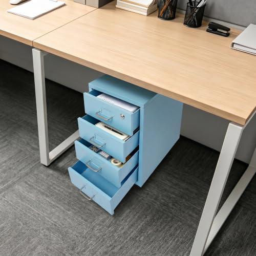 Image of 4 Drawer File Cabinet with Lock Steel Mobile Filing Cabinet for Office Home