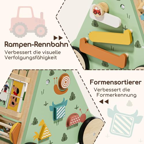 Lehoo Castle Lauflernwagen, Baby Spielzeug 1 Jahr, Gehhilfe Baby mit Activity Board, Baby Walker, Lauflernhilfe, Lauflernwagen Holz mit Bremse, Kinderspielzeug ab 1 jahr