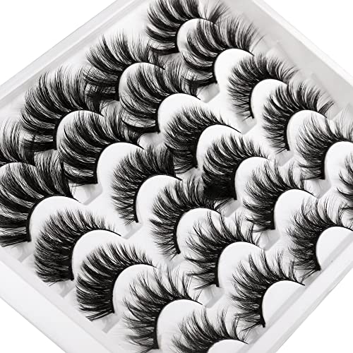 Newcally False Eyelashes Dramatic Fake Lashes 3 Styles Mixed Fluffy Wispy Long Faux Mink Eye Lashes Soft Reusable Fox Lashes Multipack 12 Pairs