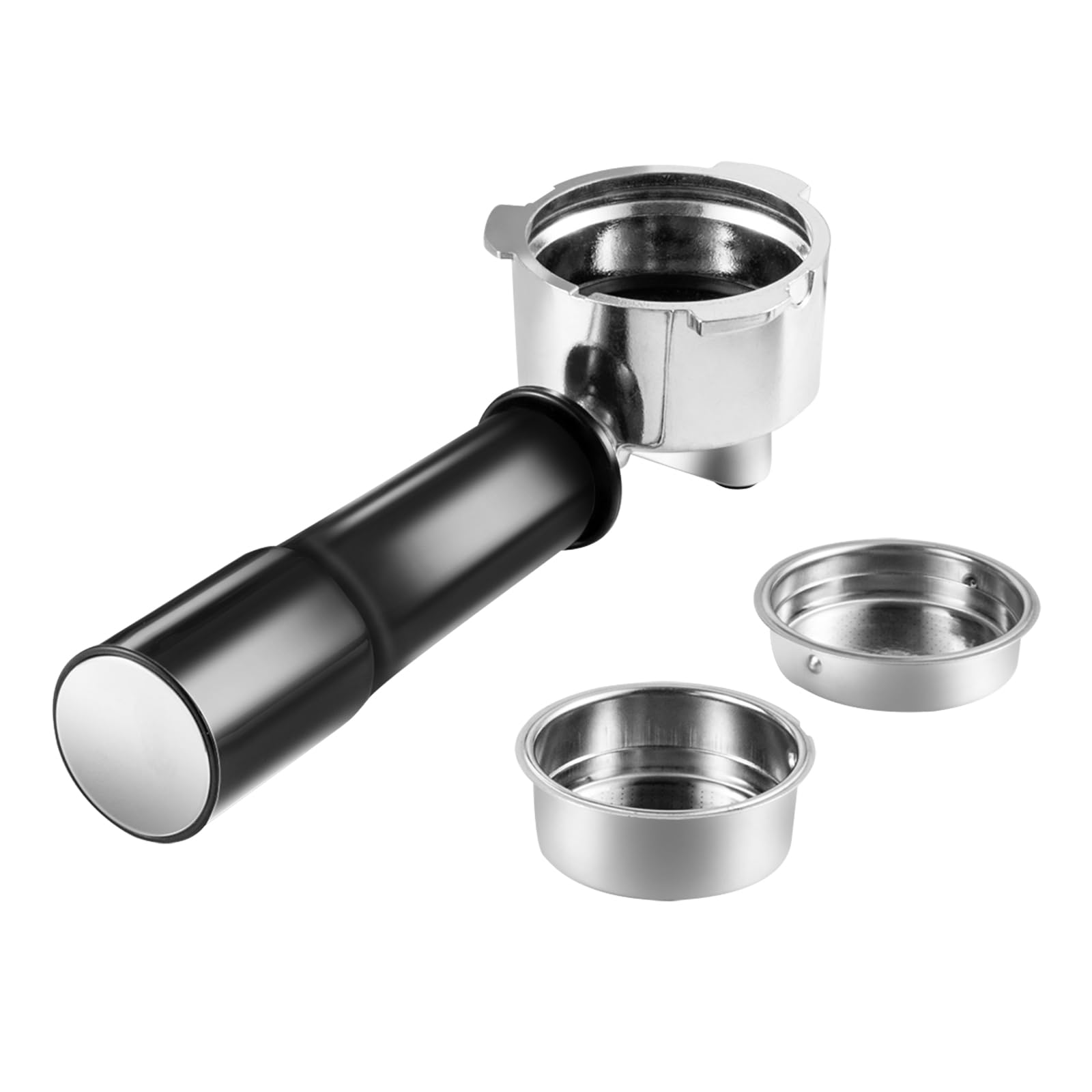 Neretva 51mm Portafilter attached to an espresso machine, with two espresso shots being dispensed into glasses.