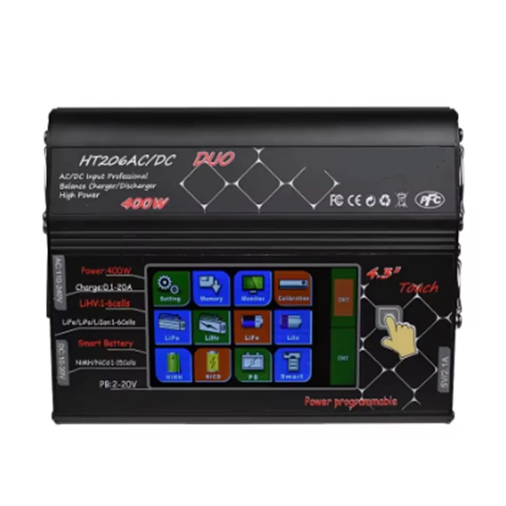 HT206AC DC RC Balance Char Ger 4.3 pouces écran tactile couleur 200W * 2 20A * 2 double Port adapté for Lilon LiPo LiFe LiHV Bat Tery