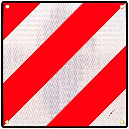 AUTOZOCO Placa V20, Señal Portabicicletas, Señalización Carga Saliente, panel trasero de señalizacion V20 vehículos, Plástico ABS Flexible, Señal V20 perforada, Tamaño 50 x 50 cm, Homologada