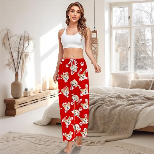 Custom Pajama Pants for Men Women,Personalized Photo Sleepwear Bottoms w/Pockets,Customized Pj Lounge Gifts for Him Her3