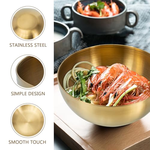 Operitacx Gold Bowl 1L Gold Fruit Bowl Small Metal Mixing Serving Container for Salad Soup Cereal Ramen Noodle Kitchen Prepping 304 Food Grade Stainless Steel (Golden) - Image 4