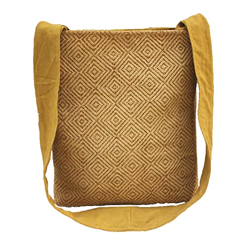 Dekor World Cotton W-Ikat Printed Shoulder Bag (Black, Pack of 1 Piece, 30×45 cm or 12×18 Inches) for Girl, Boy, Men and Women